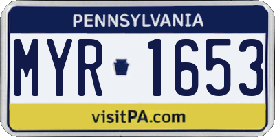 PA license plate MYR1653