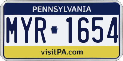 PA license plate MYR1654