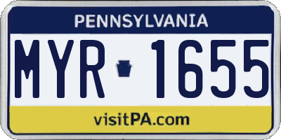 PA license plate MYR1655