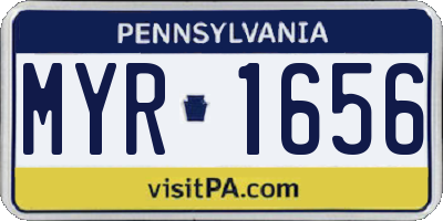 PA license plate MYR1656