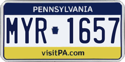 PA license plate MYR1657