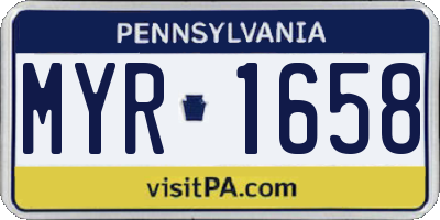 PA license plate MYR1658