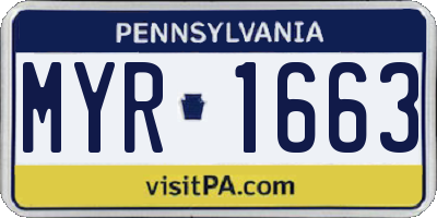 PA license plate MYR1663