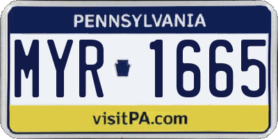 PA license plate MYR1665