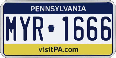 PA license plate MYR1666