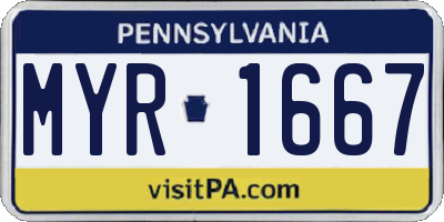 PA license plate MYR1667