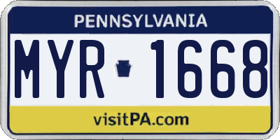 PA license plate MYR1668