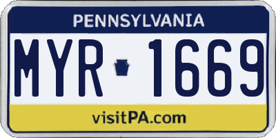 PA license plate MYR1669