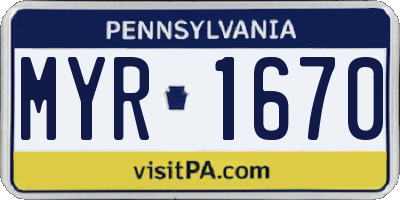 PA license plate MYR1670