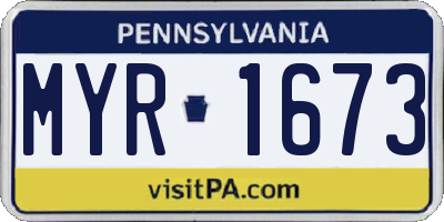 PA license plate MYR1673