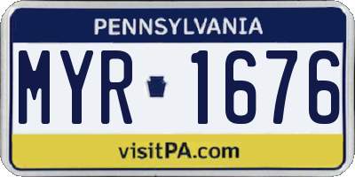 PA license plate MYR1676