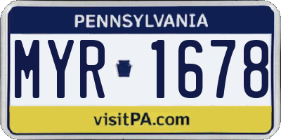PA license plate MYR1678