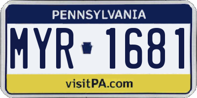 PA license plate MYR1681