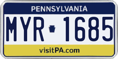PA license plate MYR1685