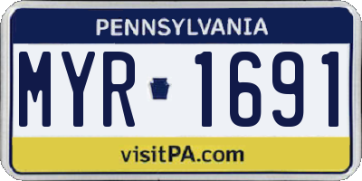 PA license plate MYR1691