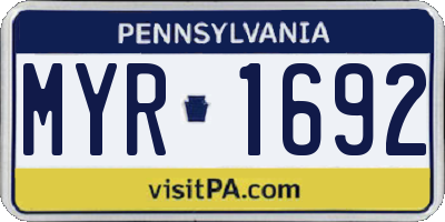 PA license plate MYR1692
