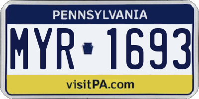 PA license plate MYR1693