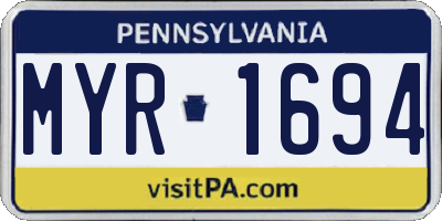 PA license plate MYR1694