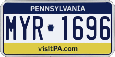 PA license plate MYR1696