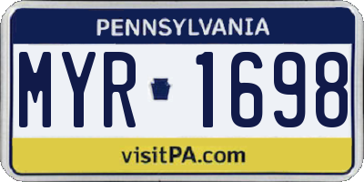 PA license plate MYR1698