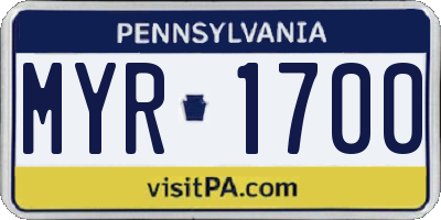 PA license plate MYR1700