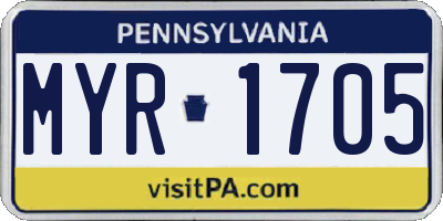 PA license plate MYR1705