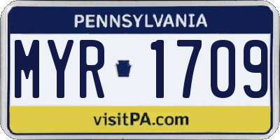 PA license plate MYR1709