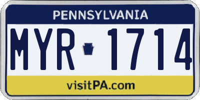 PA license plate MYR1714