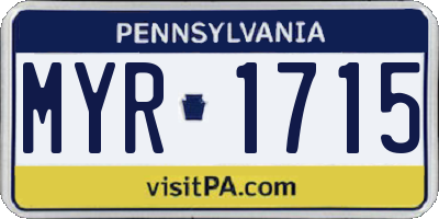 PA license plate MYR1715