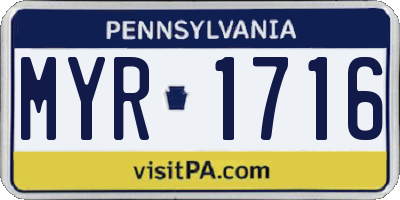 PA license plate MYR1716