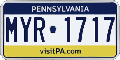PA license plate MYR1717