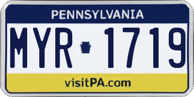 PA license plate MYR1719
