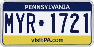 PA license plate MYR1721