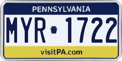 PA license plate MYR1722