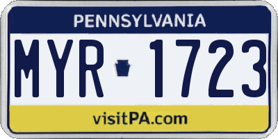 PA license plate MYR1723