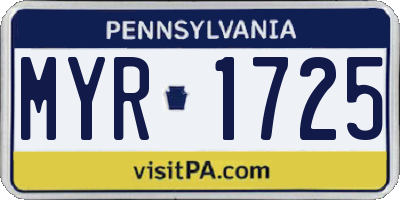 PA license plate MYR1725