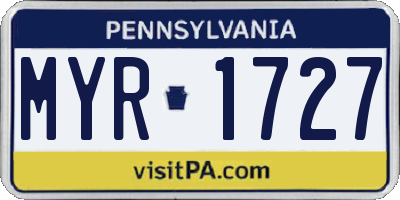 PA license plate MYR1727