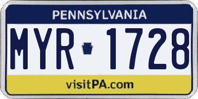 PA license plate MYR1728