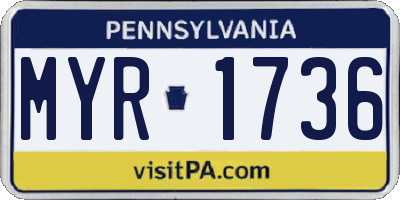 PA license plate MYR1736