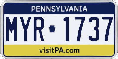 PA license plate MYR1737