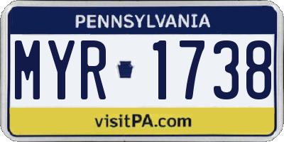PA license plate MYR1738