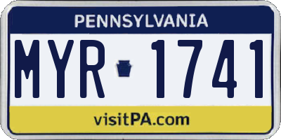PA license plate MYR1741