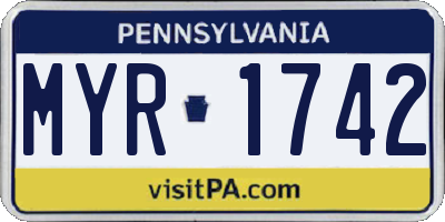 PA license plate MYR1742