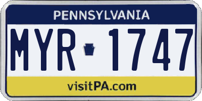 PA license plate MYR1747