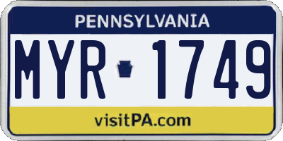 PA license plate MYR1749