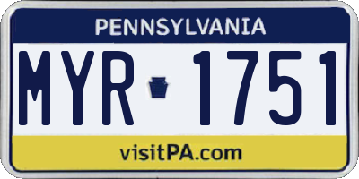 PA license plate MYR1751