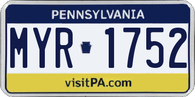 PA license plate MYR1752