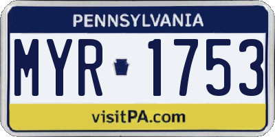 PA license plate MYR1753