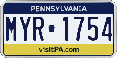PA license plate MYR1754