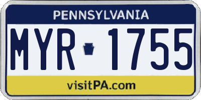 PA license plate MYR1755